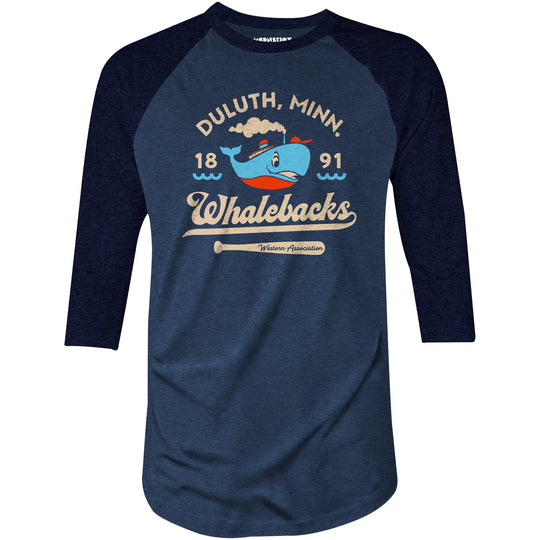 Duluth Whalebacks - Minnesota - Vintage Defunct Baseball Teams - 3/4 Sleeve Raglan T-Shirt