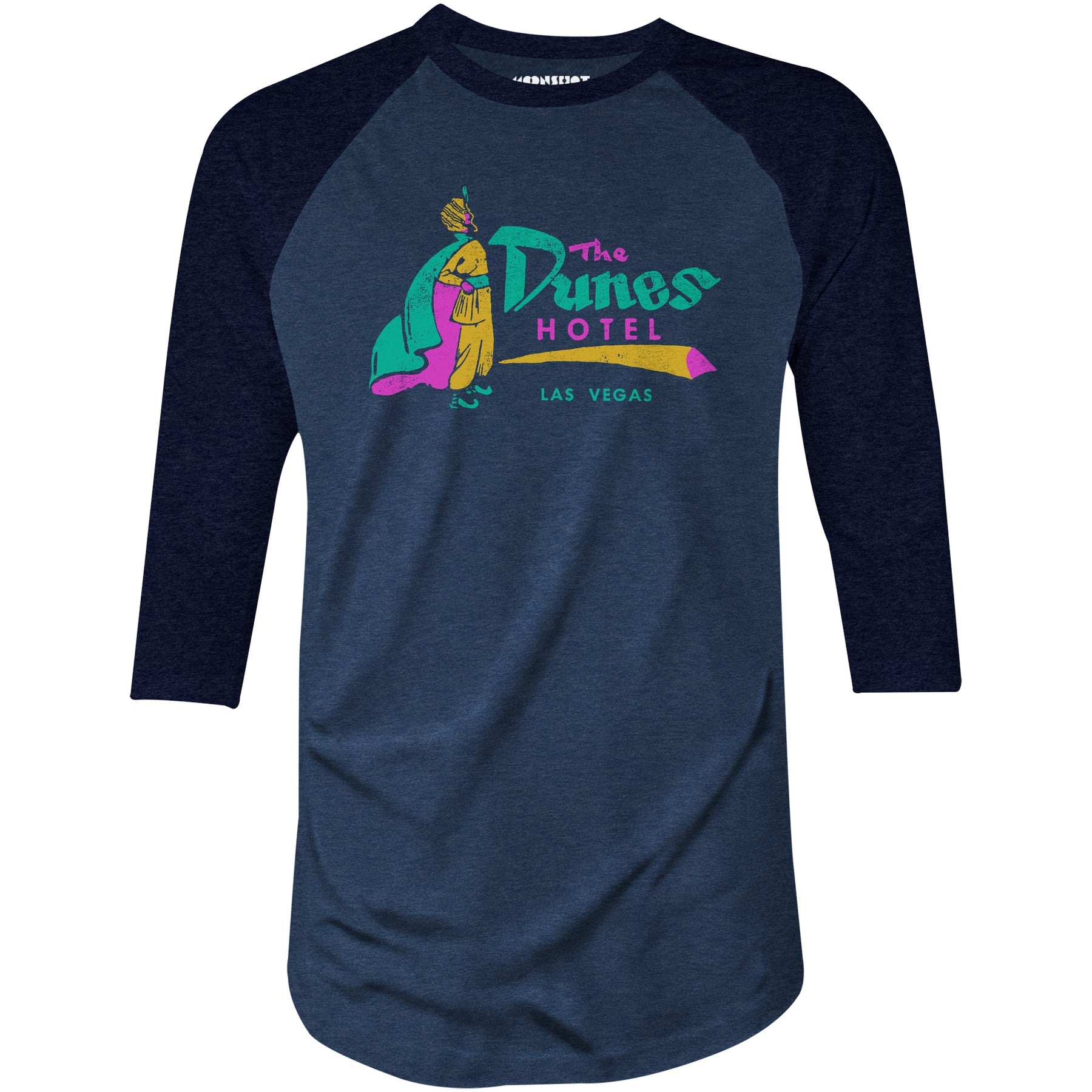 Dunes Hotel v3 - Vintage Las Vegas - 3/4 Sleeve Raglan T-Shirt