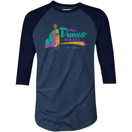 Dunes Hotel v3 - Vintage Las Vegas - 3/4 Sleeve Raglan T-Shirt