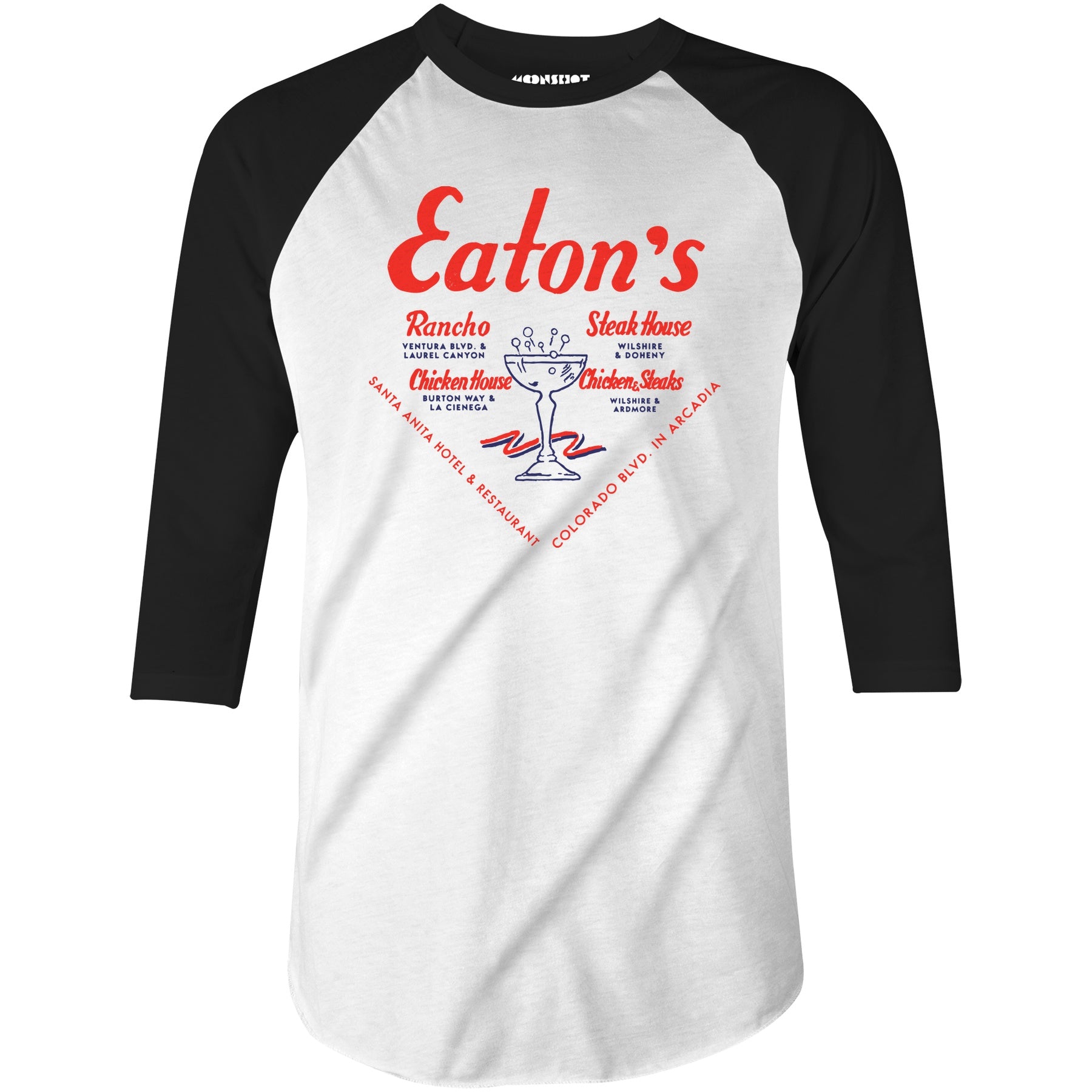 Eatons Restaurants - Los Angeles, CA - Vintage Restaurant - 3/4 Sleeve Raglan T-Shirt