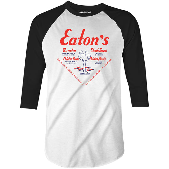 Eatons Restaurants - Los Angeles, CA - Vintage Restaurant - 3/4 Sleeve Raglan T-Shirt