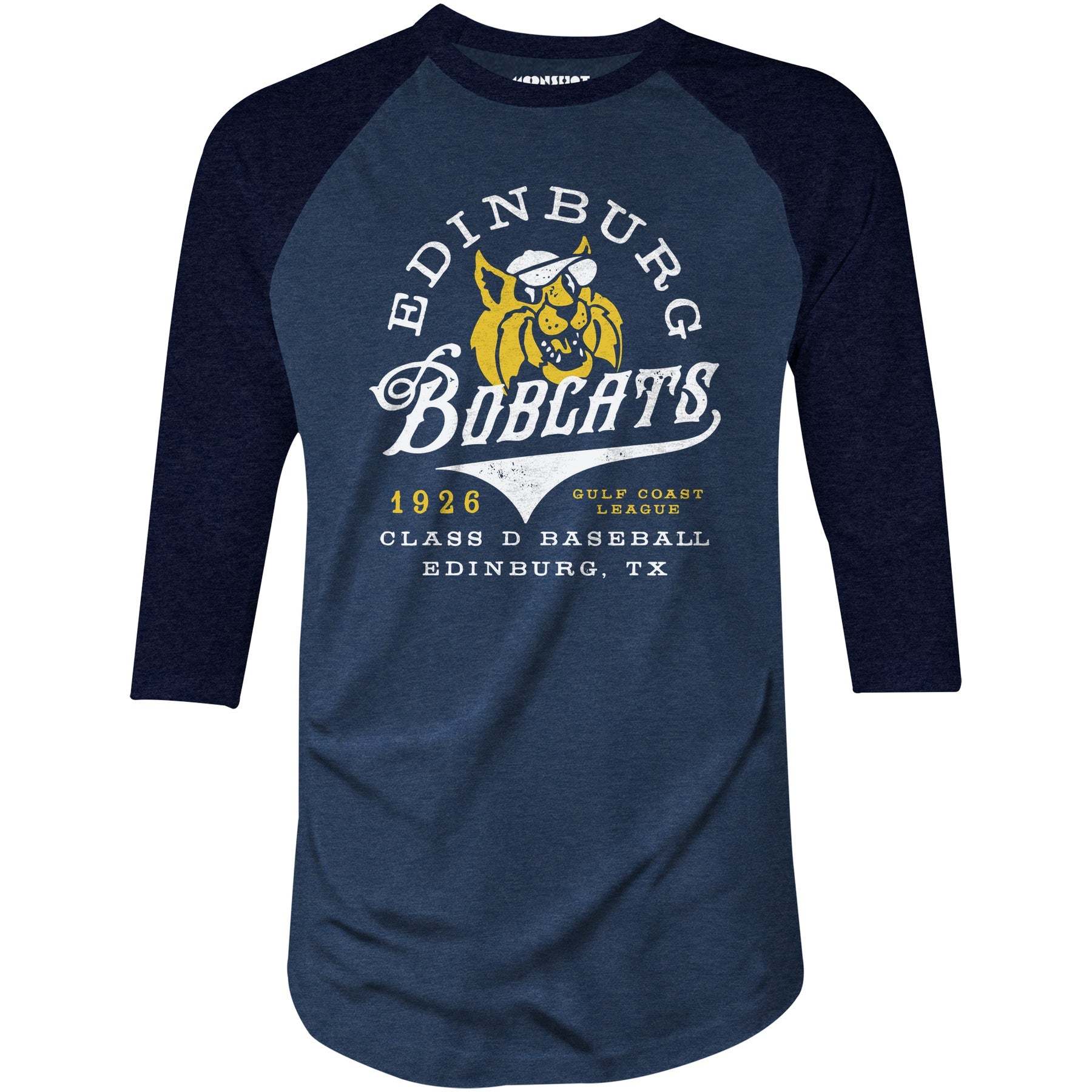 Edinburg Bobcats - Texas - Vintage Defunct Baseball Teams - 3/4 Sleeve Raglan T-Shirt