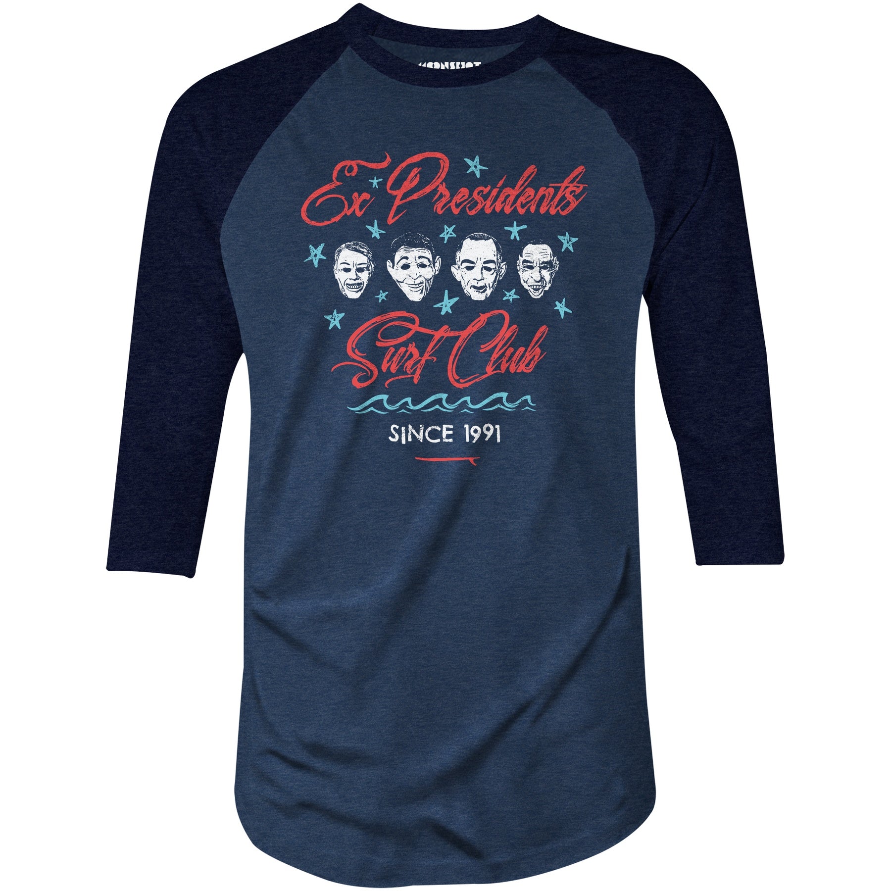 Ex Presidents Surf Club - 3/4 Sleeve Raglan T-Shirt