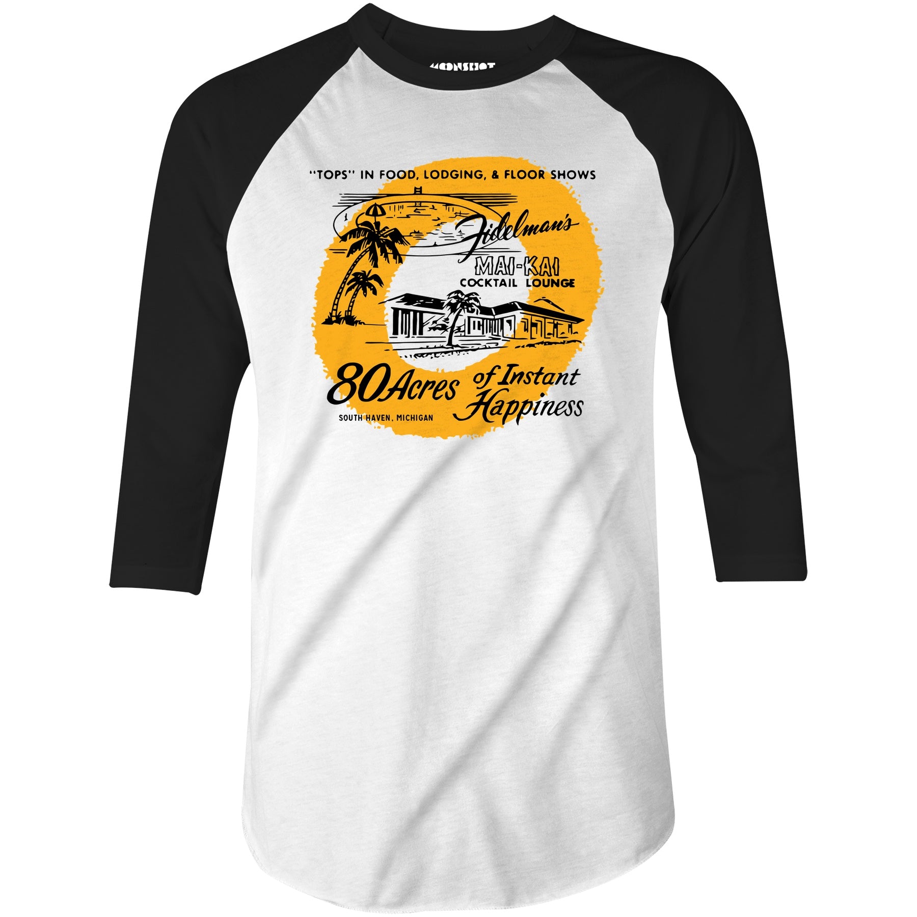 Fidelman's Mai-Kai - South Haven, MI - Vintage Tiki Bar - 3/4 Sleeve Raglan T-Shirt