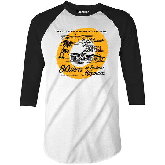 Fidelman's Mai-Kai - South Haven, MI - Vintage Tiki Bar - 3/4 Sleeve Raglan T-Shirt