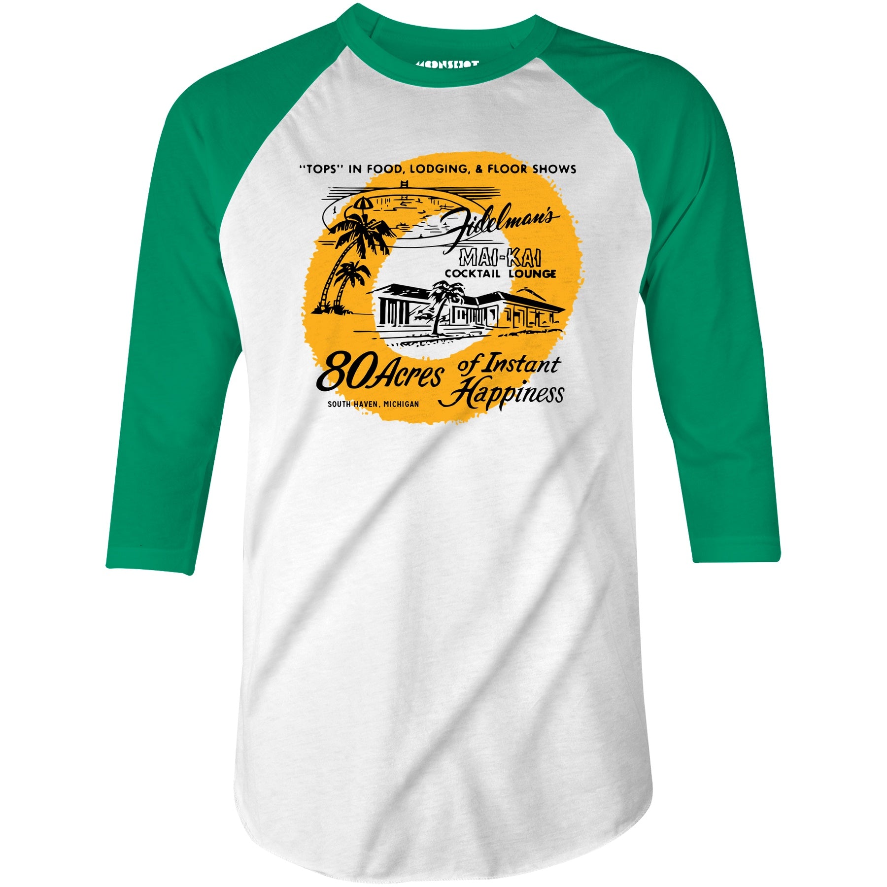 Fidelman's Mai-Kai - South Haven, MI - Vintage Tiki Bar - 3/4 Sleeve Raglan T-Shirt