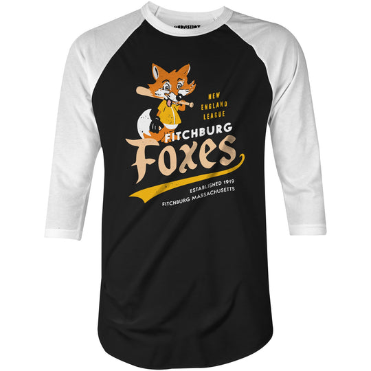 Fitchburg Foxes - Massachusetts - Vintage Defunct Baseball Teams - 3/4 Sleeve Raglan T-Shirt