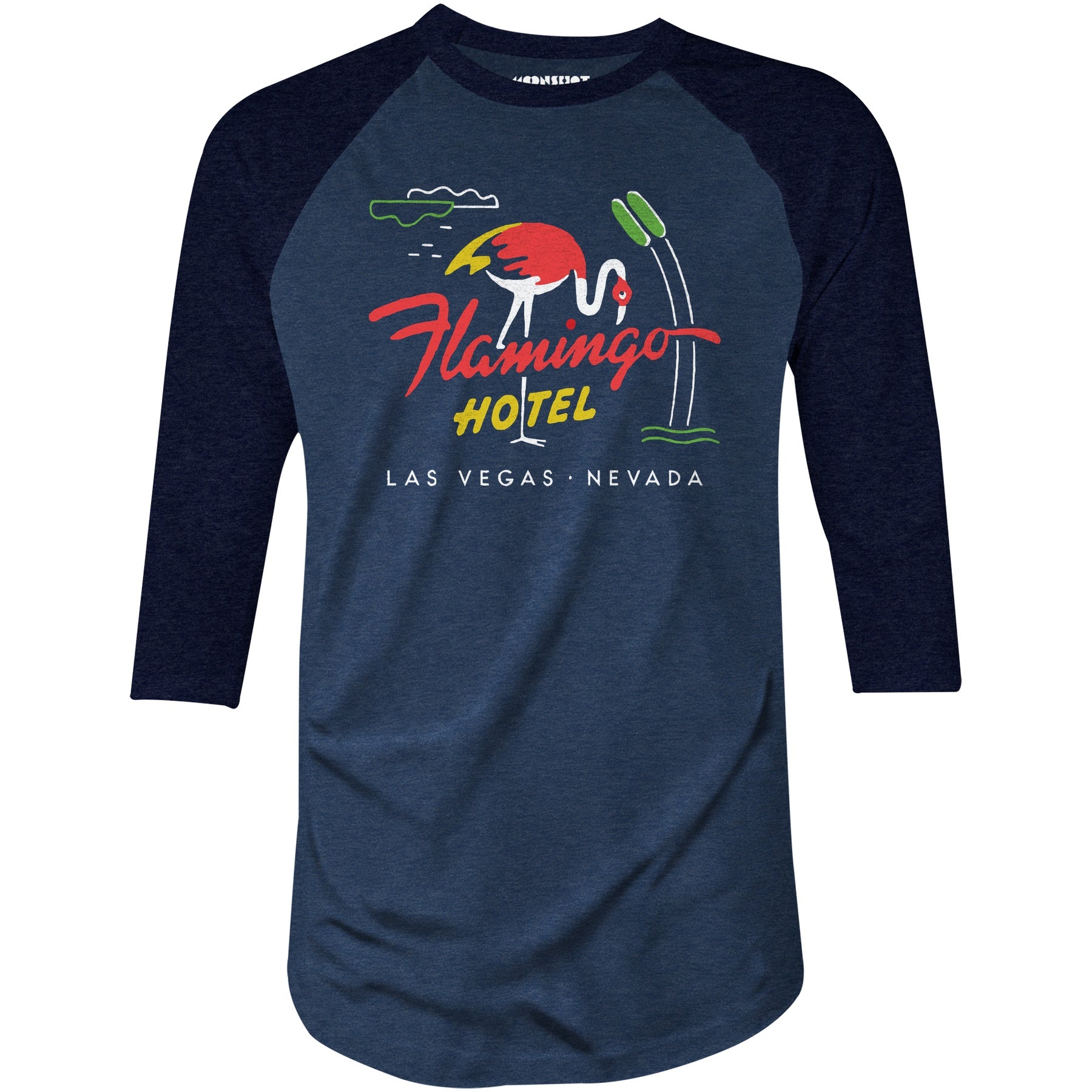 Flamingo Hotel v3 - Vintage Las Vegas - 3/4 Sleeve Raglan T-Shirt