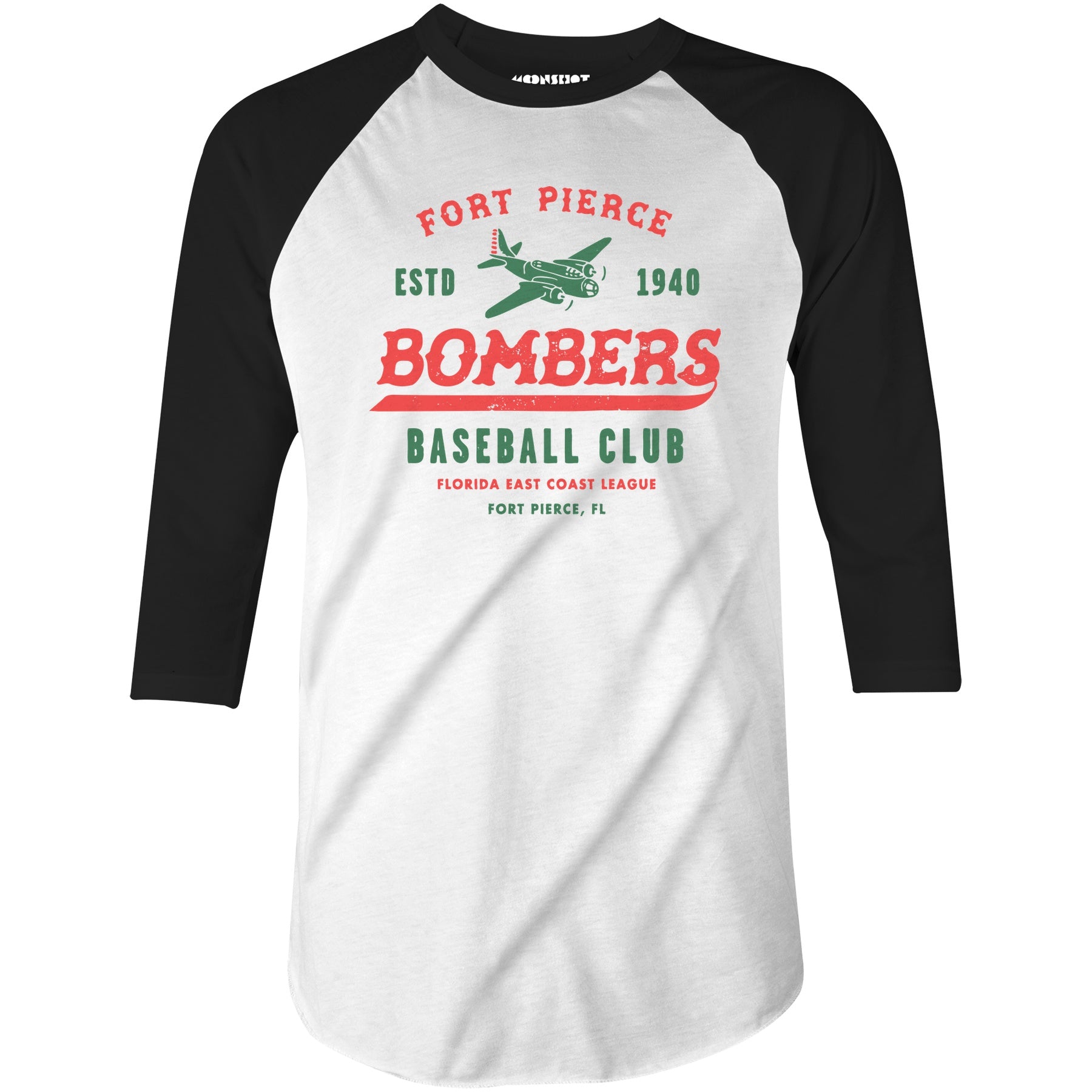 Fort Pierce Bombers - Florida - Vintage Defunct Baseball Teams - 3/4 Sleeve Raglan T-Shirt