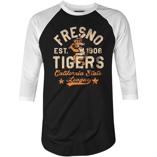 Fresno Tigers - California - Vintage Defunct Baseball Teams - 3/4 Sleeve Raglan T-Shirt