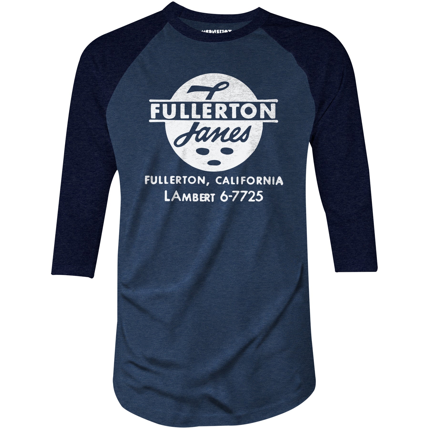 Fullerton Lanes - Fullerton, CA - Vintage Bowling Alley - 3/4 Sleeve Raglan T-Shirt