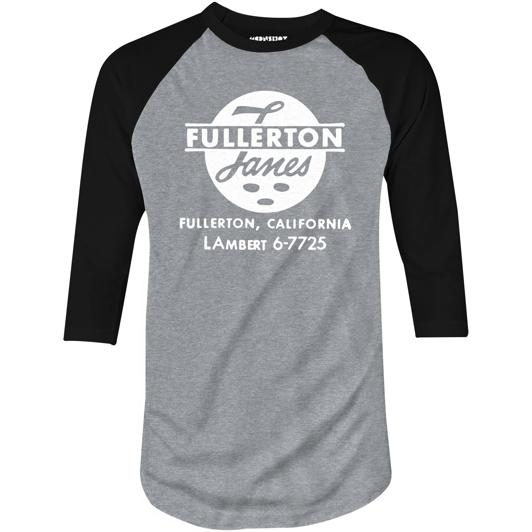 Fullerton Lanes - Fullerton, CA - Vintage Bowling Alley - 3/4 Sleeve Raglan T-Shirt