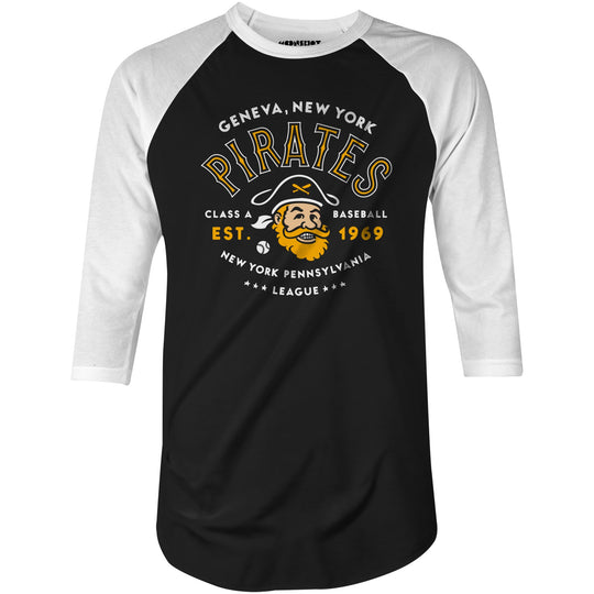 Geneva Pirates - New York - Vintage Defunct Baseball Teams - 3/4 Sleeve Raglan T-Shirt