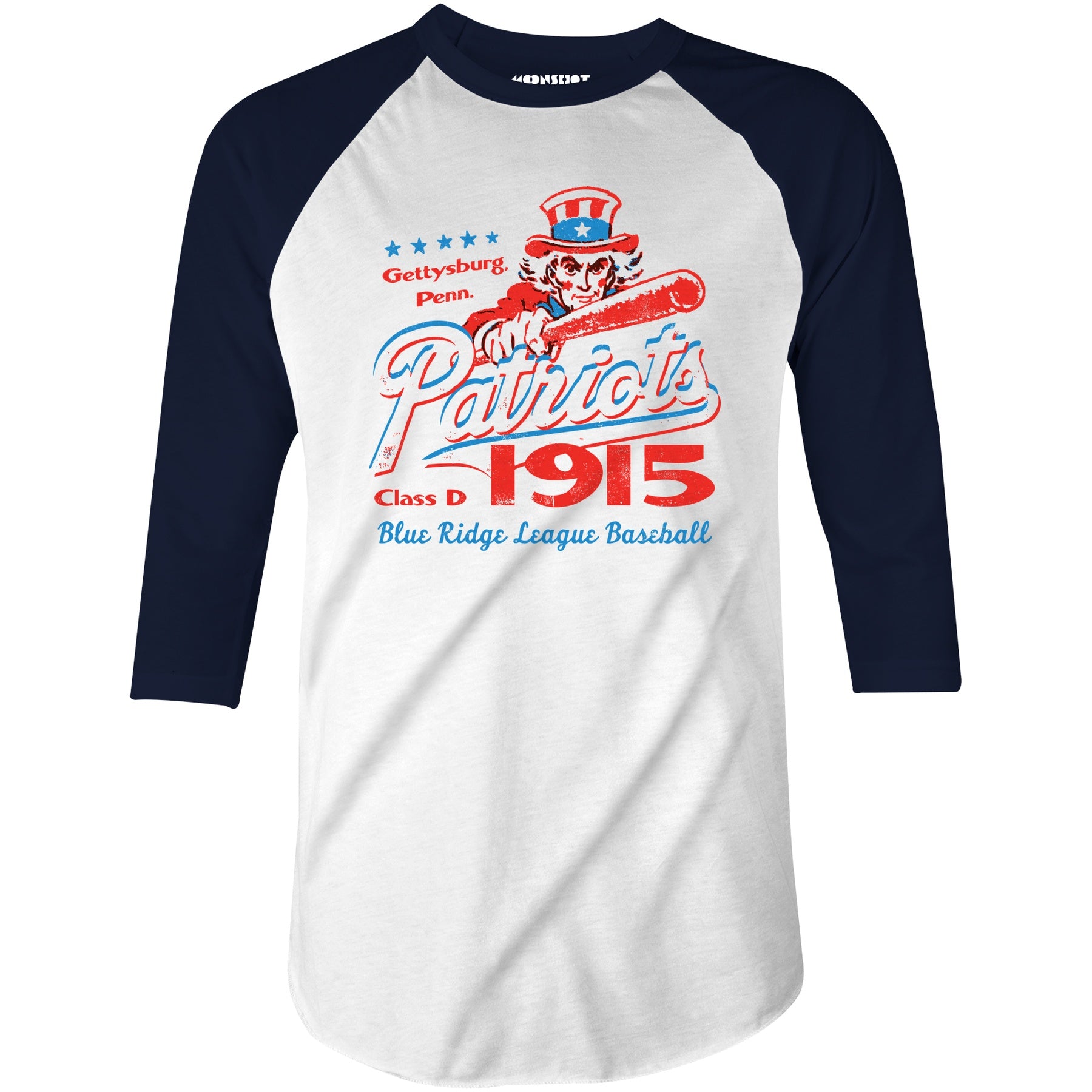 Gettysburg Patriots - Pennsylvania - Vintage Defunct Baseball Teams - 3/4 Sleeve Raglan T-Shirt