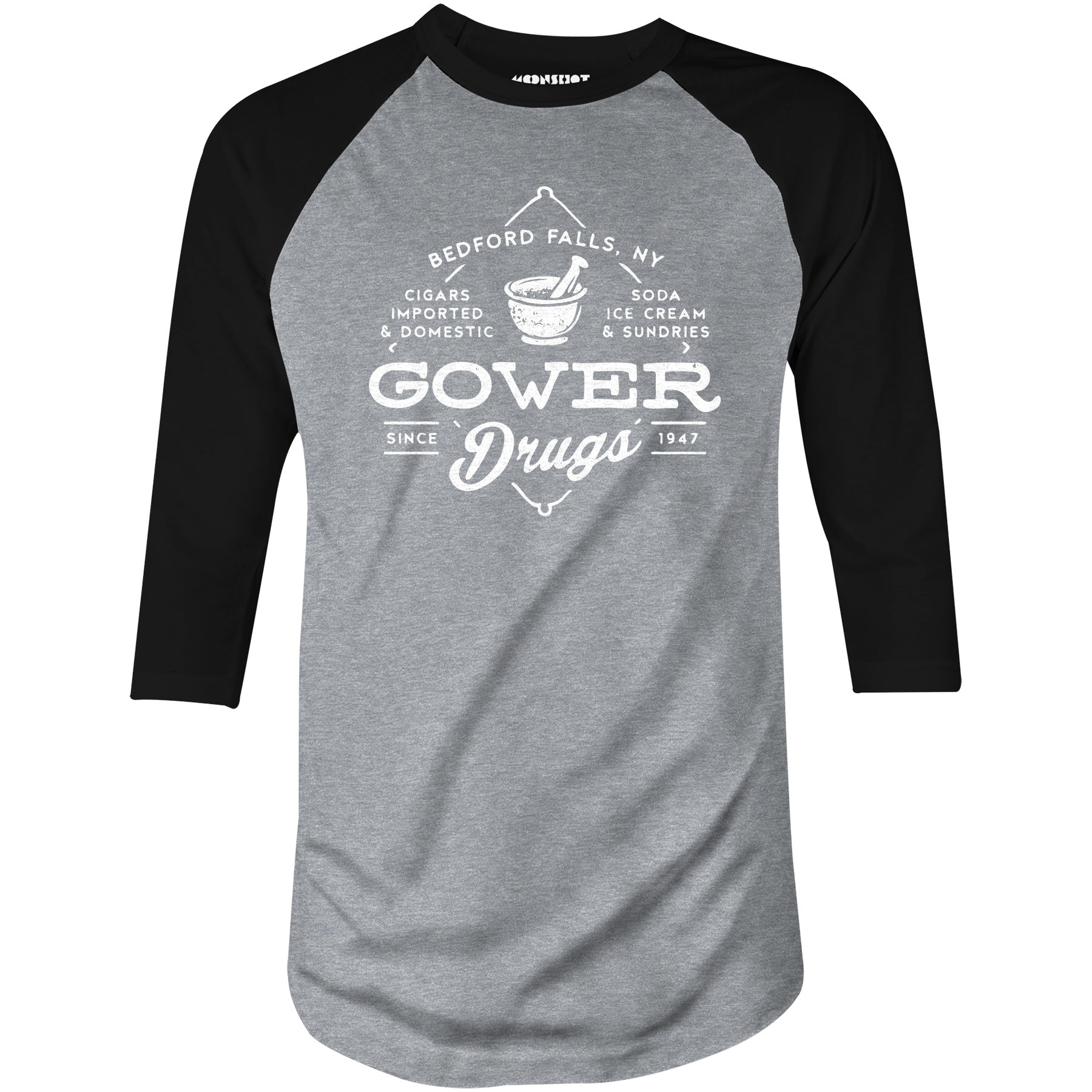 Gower Drugs - Bedford Falls, NY - 3/4 Sleeve Raglan T-Shirt