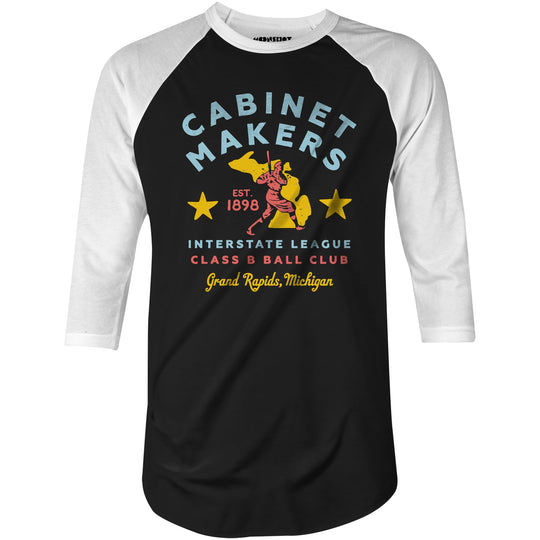 Grand Rapids Cabinet Makers - Michigan - Vintage Defunct Baseball Teams - 3/4 Sleeve Raglan T-Shirt