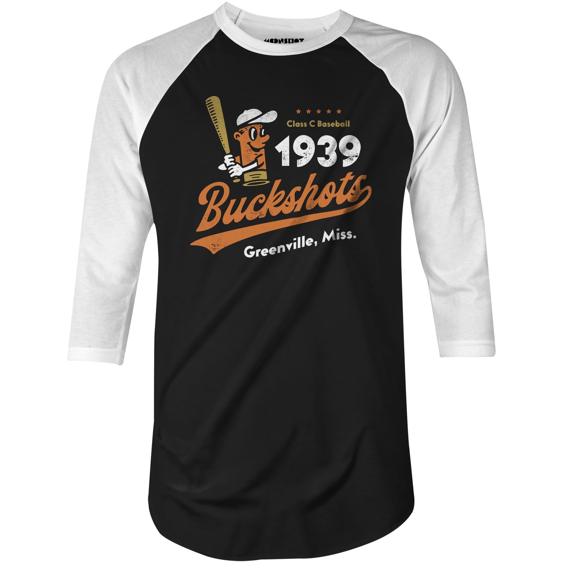 Greenville Buckshots - Mississippi - Vintage Defunct Baseball Teams - 3/4 Sleeve Raglan T-Shirt