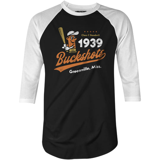 Greenville Buckshots - Mississippi - Vintage Defunct Baseball Teams - 3/4 Sleeve Raglan T-Shirt