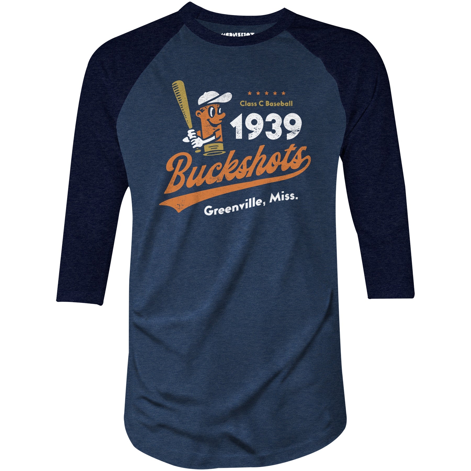 Greenville Buckshots - Mississippi - Vintage Defunct Baseball Teams - 3/4 Sleeve Raglan T-Shirt