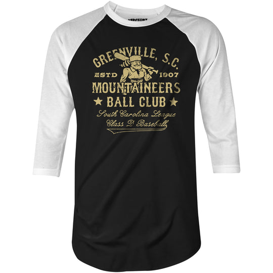 Greenville Mountaineers - South Carolina - Vintage Defunct Baseball Teams - 3/4 Sleeve Raglan T-Shirt