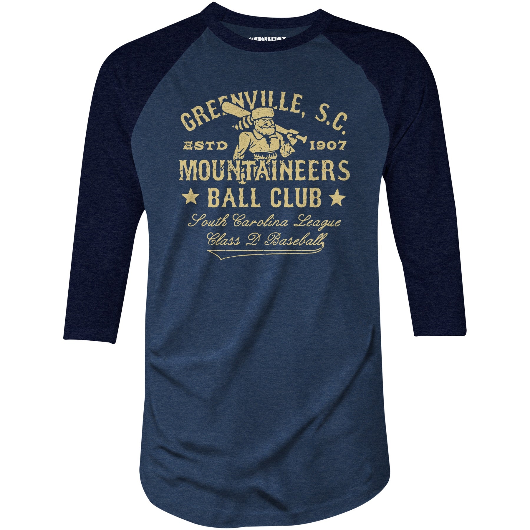 Greenville Mountaineers - South Carolina - Vintage Defunct Baseball Teams - 3/4 Sleeve Raglan T-Shirt