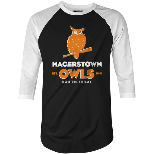 Hagerstown Owls - Maryland - Vintage Defunct Baseball Teams - 3/4 Sleeve Raglan T-Shirt