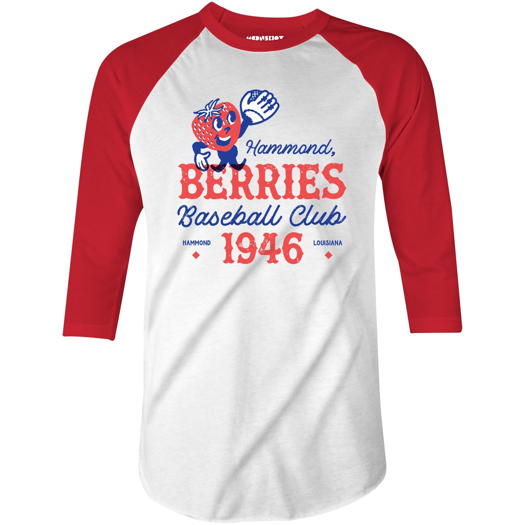 Hammond Berries - Louisiana - Vintage Defunct Baseball Teams - 3/4 Sleeve Raglan T-Shirt