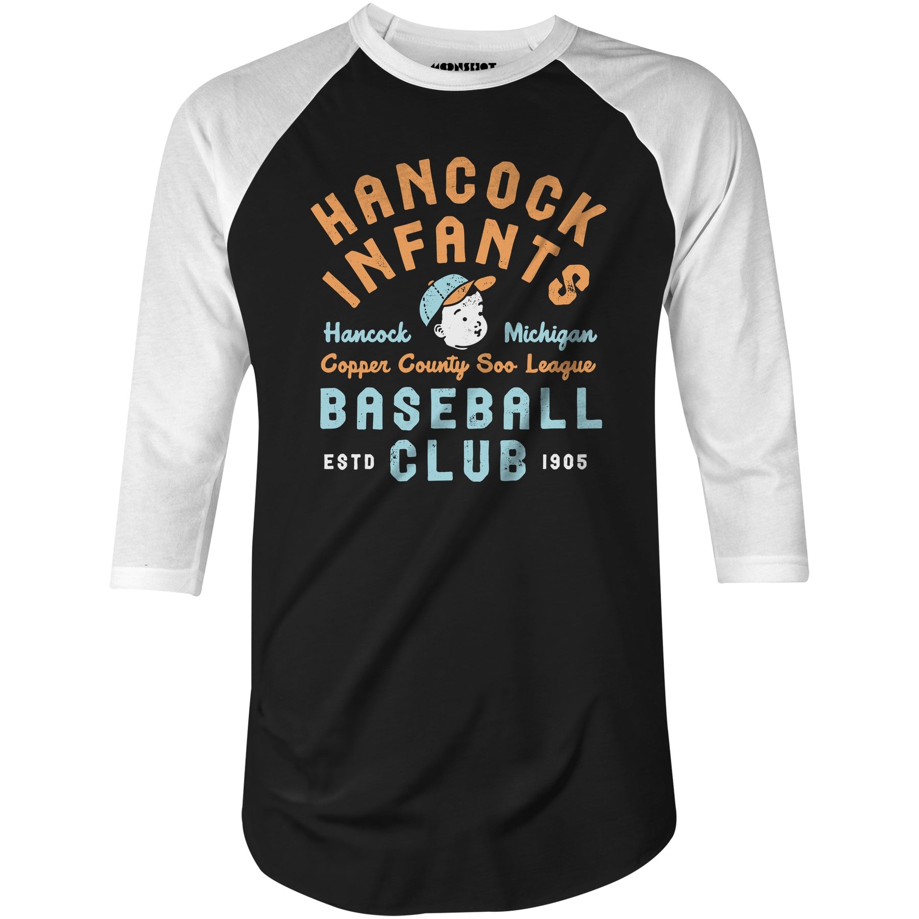 Hancock Infants - Michigan - Vintage Defunct Baseball Teams - 3/4 Sleeve Raglan T-Shirt