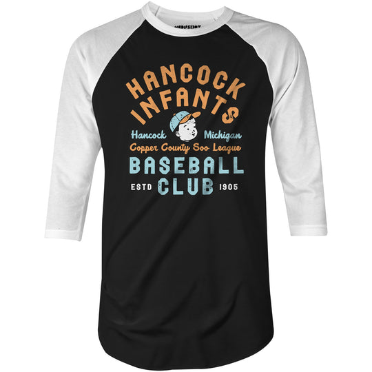 Hancock Infants - Michigan - Vintage Defunct Baseball Teams - 3/4 Sleeve Raglan T-Shirt
