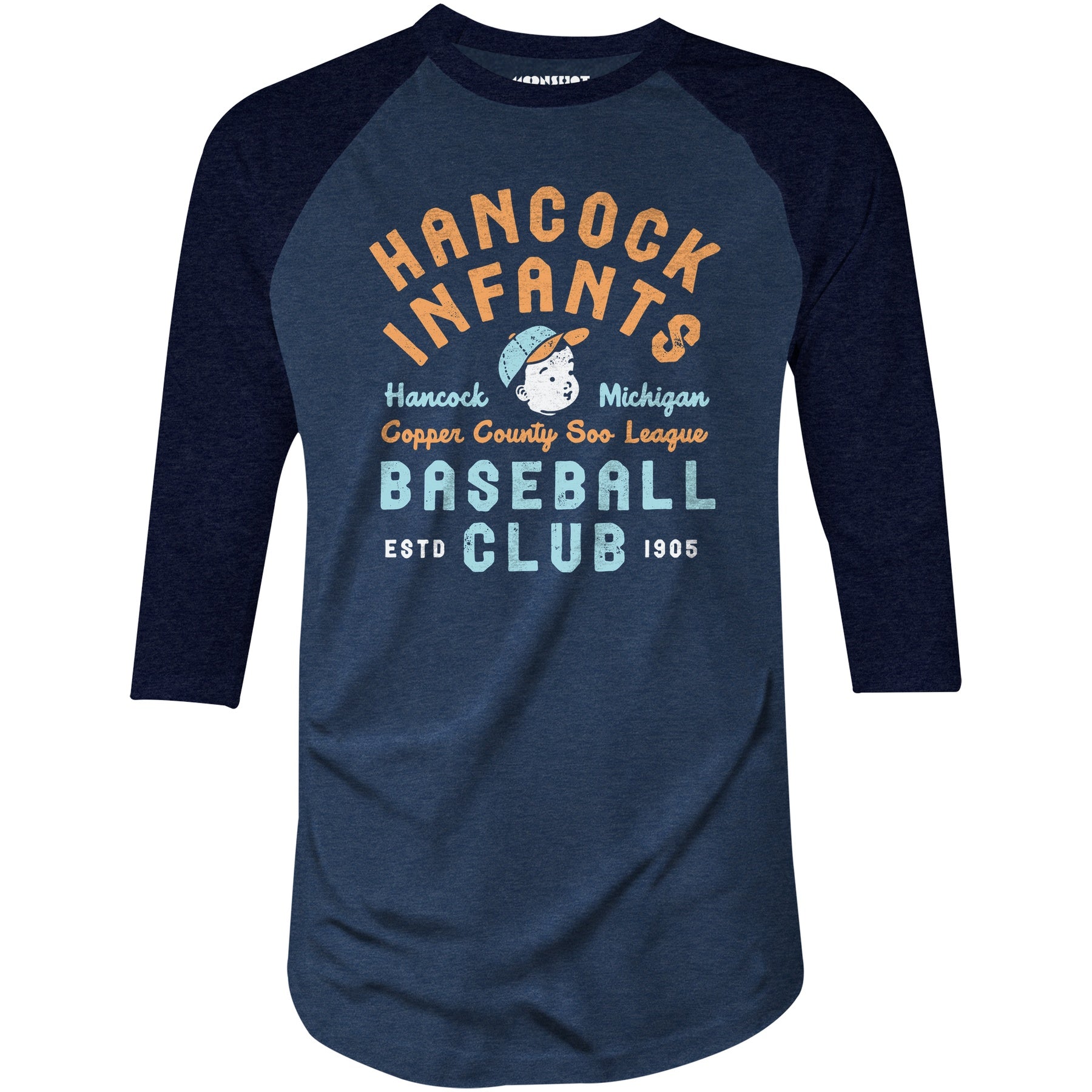Hancock Infants - Michigan - Vintage Defunct Baseball Teams - 3/4 Sleeve Raglan T-Shirt