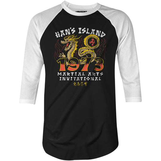 Han's Island Martial Arts Invitational 1973 - 3/4 Sleeve Raglan T-Shirt