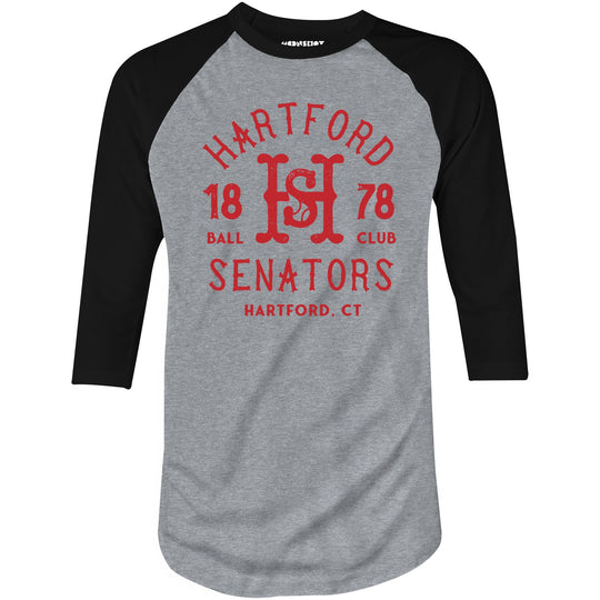 Hartford Senators - Connecticut - Vintage Defunct Baseball Teams - 3/4 Sleeve Raglan T-Shirt