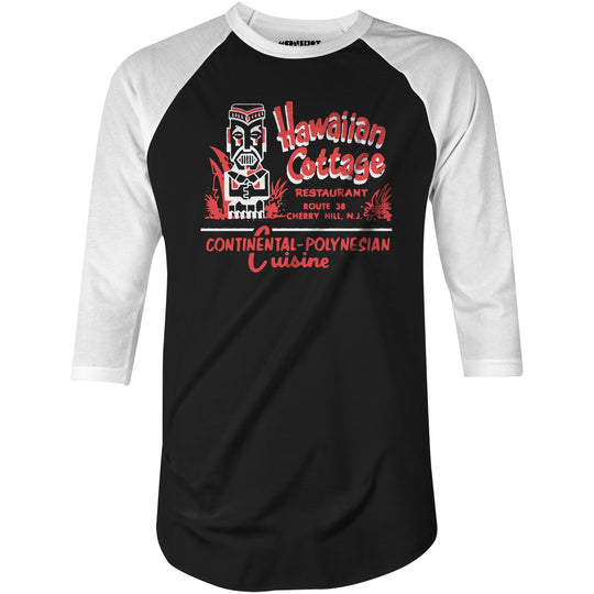 Hawaiian Cottage - Cherry Hill, NJ - Vintage Tiki Bar - 3/4 Sleeve Raglan T-Shirt