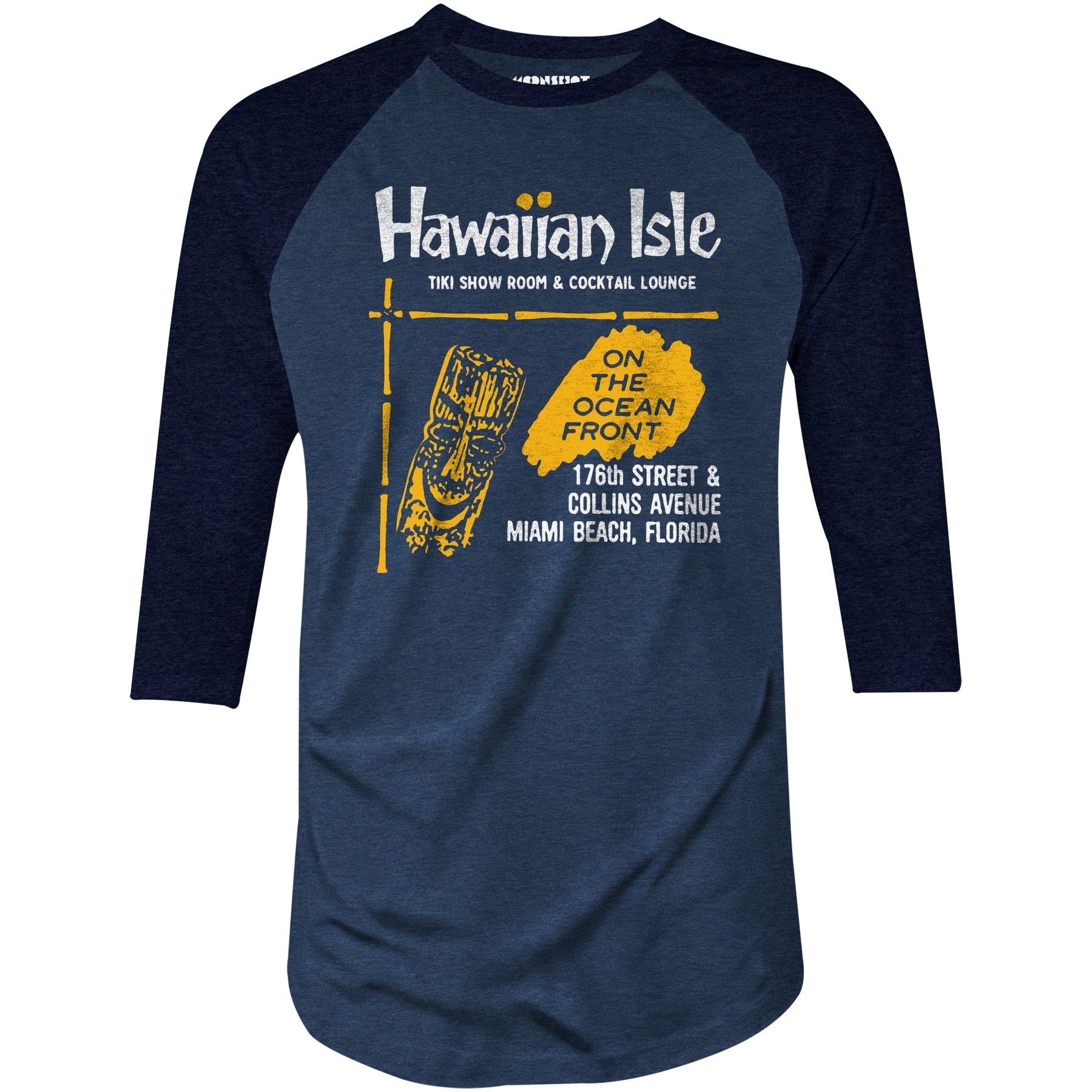 Hawaiian Isle - Miami Beach, FL - Vintage Tiki Bar - 3/4 Sleeve Raglan T-Shirt