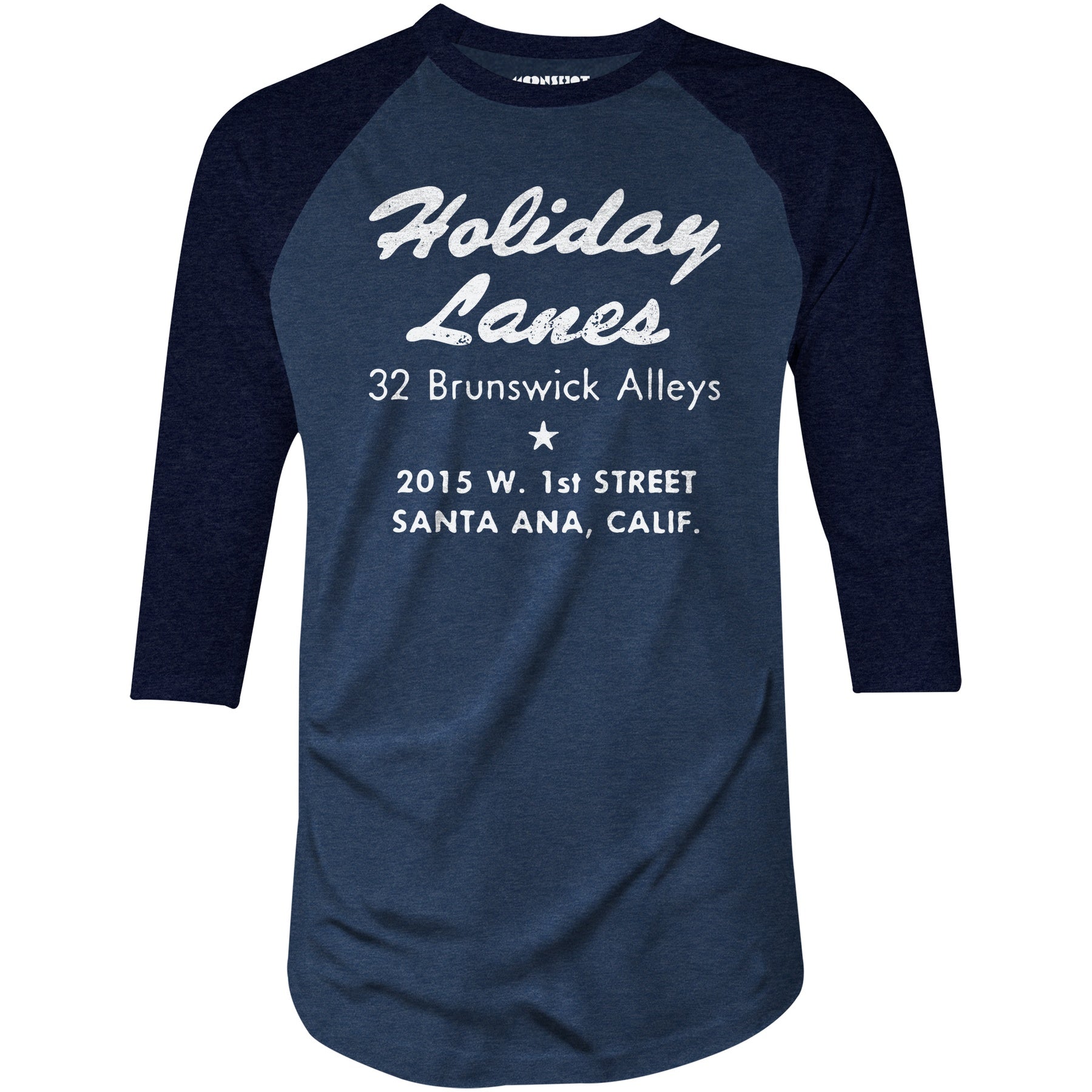 Holiday Lanes - Santa Ana, CA - Vintage Bowling Alley - 3/4 Sleeve Raglan T-Shirt