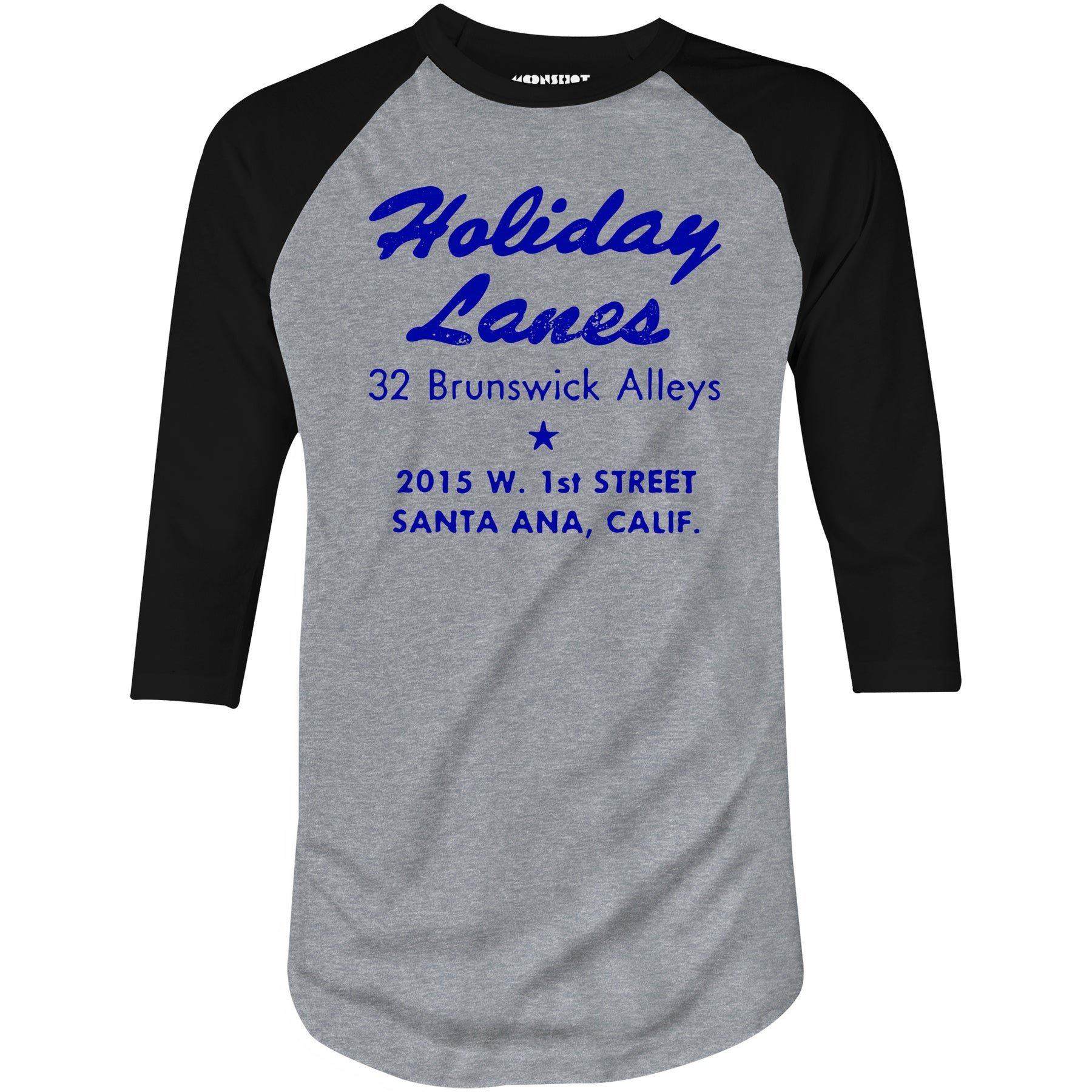 Holiday Lanes - Santa Ana, CA - Vintage Bowling Alley - 3/4 Sleeve Raglan T-Shirt