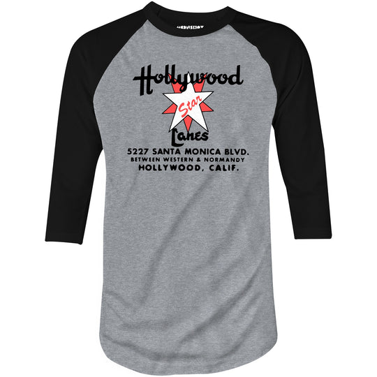 Hollywood Star Lanes v2 - Los Angeles, CA - Vintage Bowling Alley - 3/4 Sleeve Raglan T-Shirt