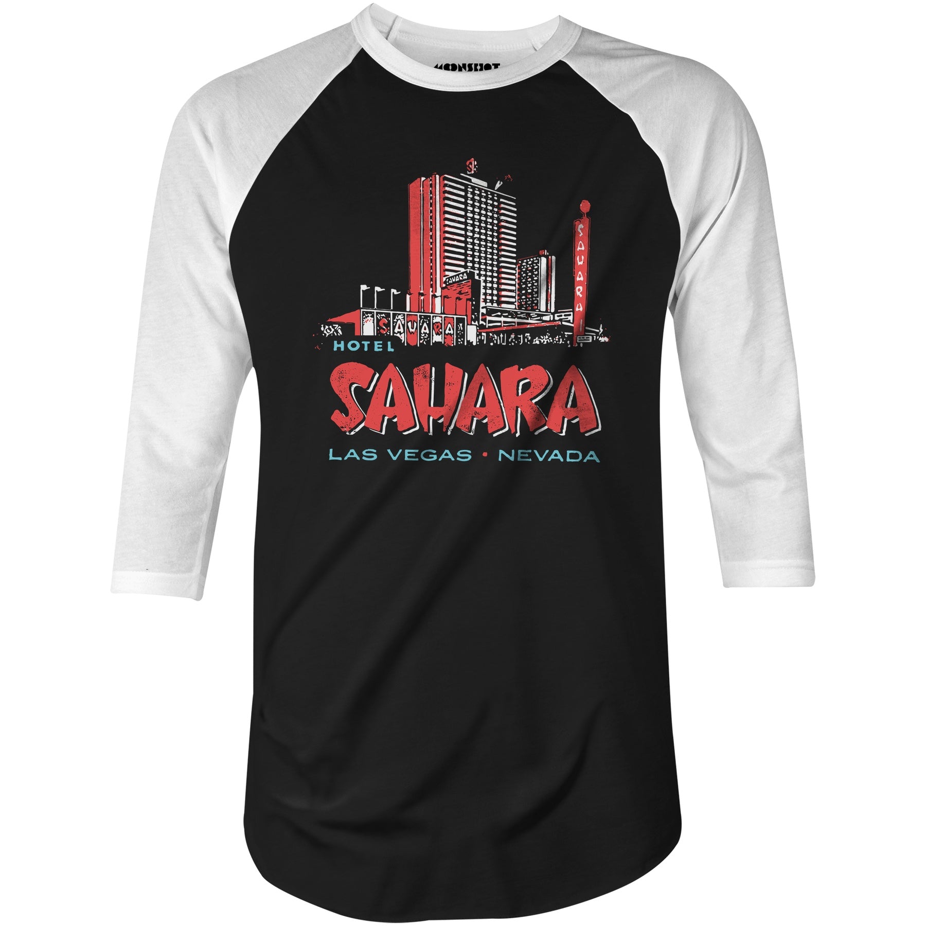 Hotel Sahara Exterior - Vintage Las Vegas - 3/4 Sleeve Raglan T-Shirt