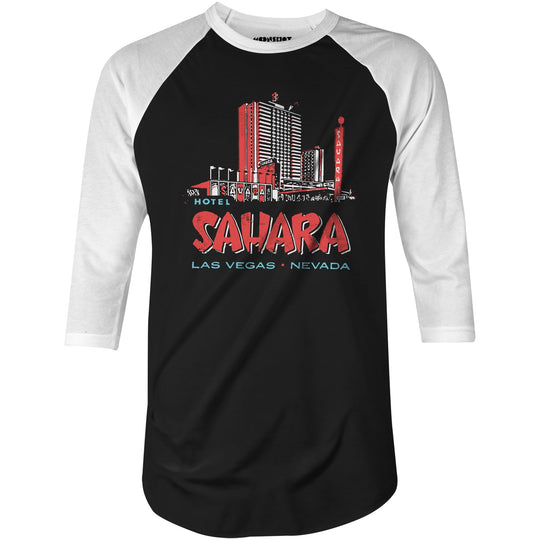 Hotel Sahara Exterior - Vintage Las Vegas - 3/4 Sleeve Raglan T-Shirt