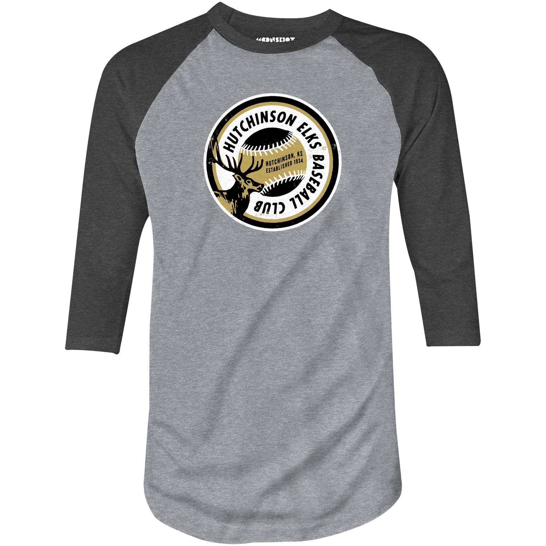 Hutchinson Elks - Kansas - Vintage Defunct Baseball Teams - 3/4 Sleeve Raglan T-Shirt