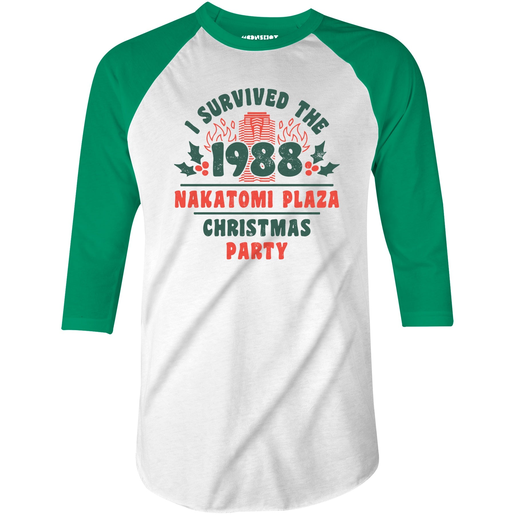 I Survived the 1988 Nakatomi Plaza Christmas Party - 3/4 Sleeve Raglan T-Shirt