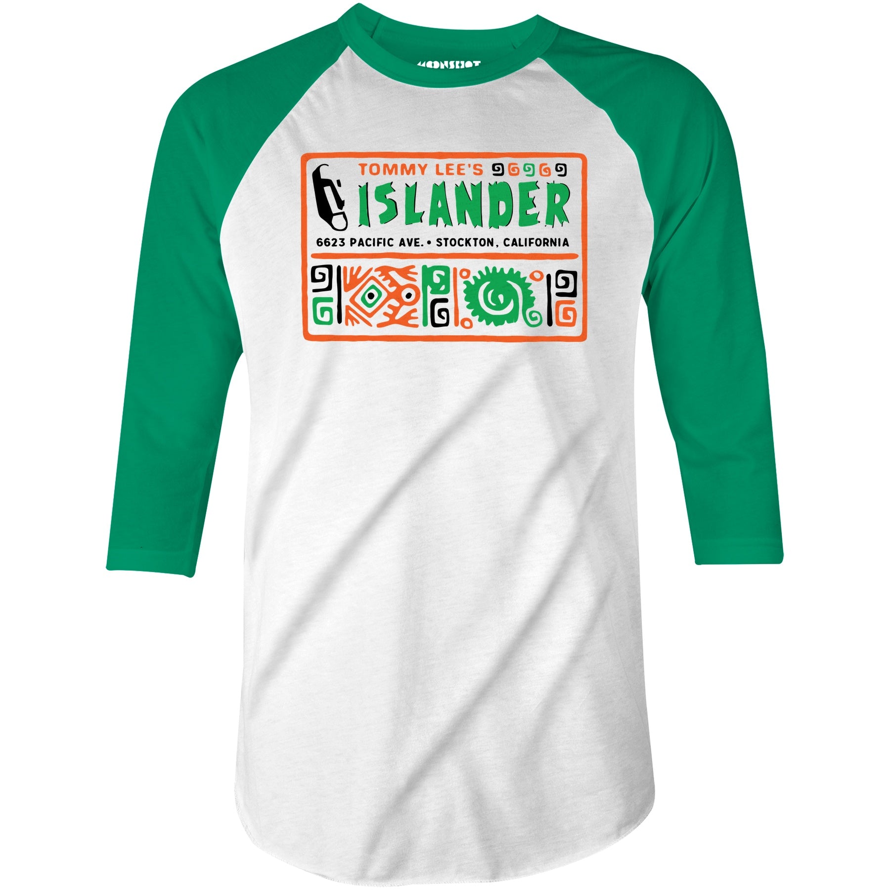 Islander - Stockton, CA - Vintage Tiki Bar - 3/4 Sleeve Raglan T-Shirt