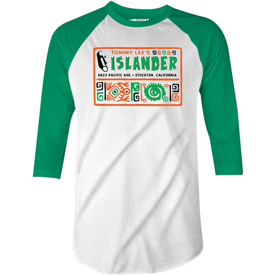 Islander - Stockton, CA - Vintage Tiki Bar - 3/4 Sleeve Raglan T-Shirt