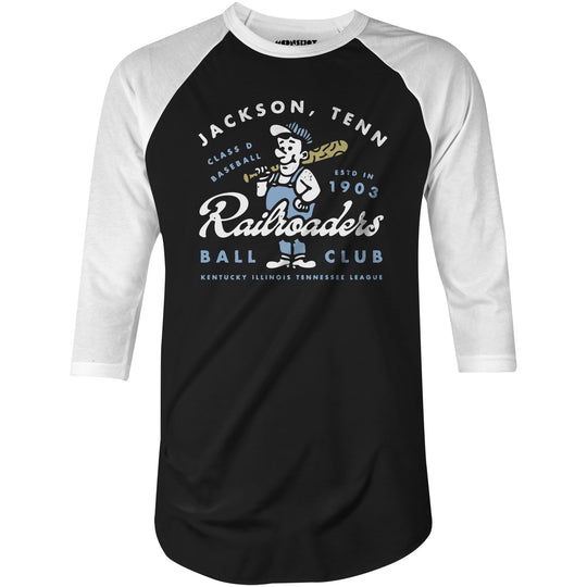 Jackson Railroaders - Tennessee - Vintage Defunct Baseball Teams - 3/4 Sleeve Raglan T-Shirt