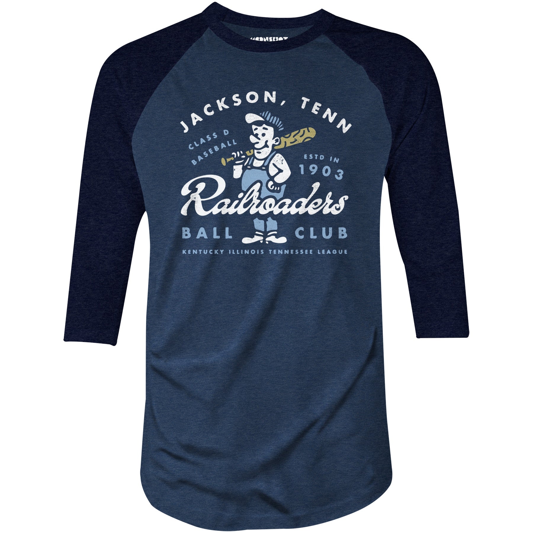 Jackson Railroaders - Tennessee - Vintage Defunct Baseball Teams - 3/4 Sleeve Raglan T-Shirt