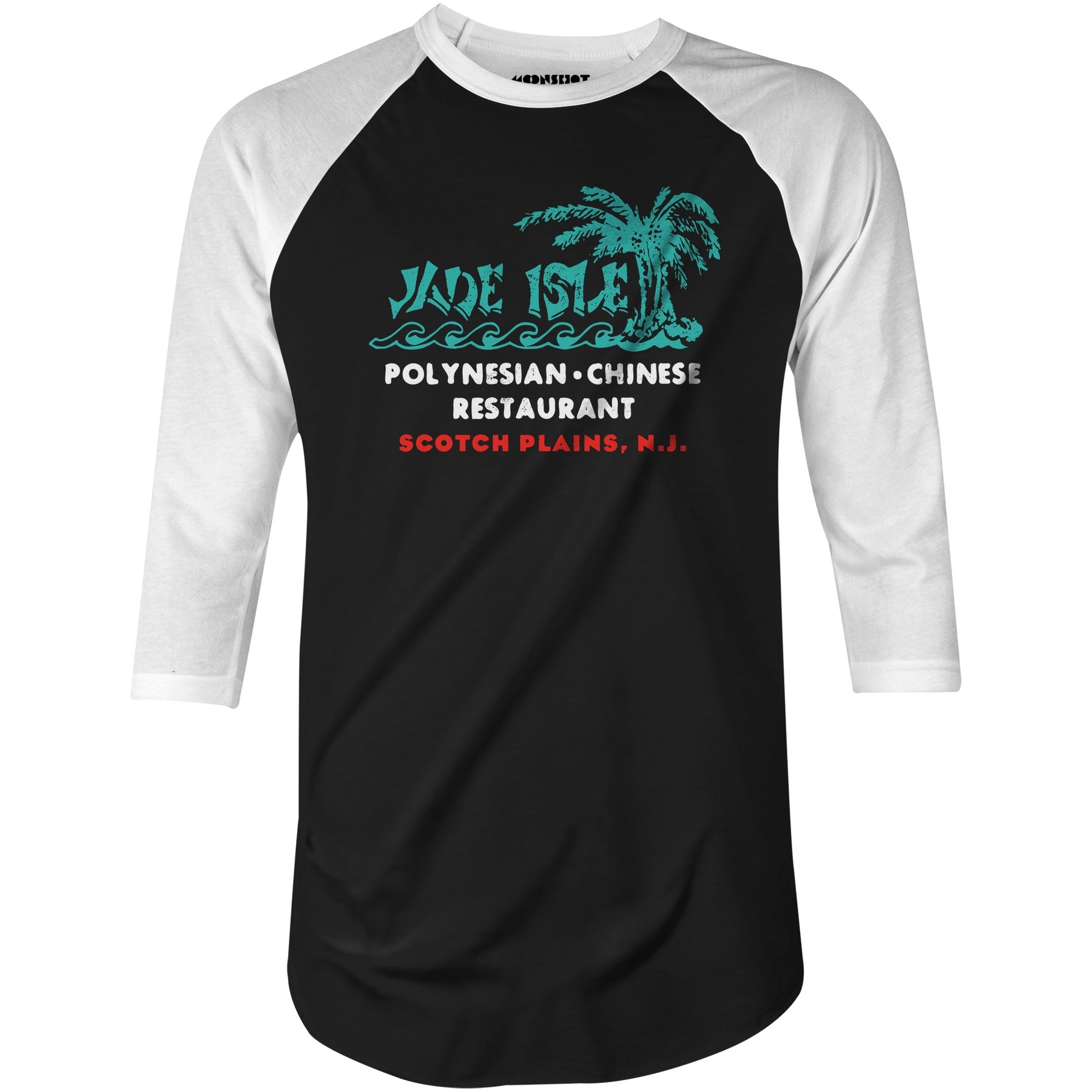 Jade Isle - Scotch Plains, NJ - Vintage Tiki Bar - 3/4 Sleeve Raglan T-Shirt