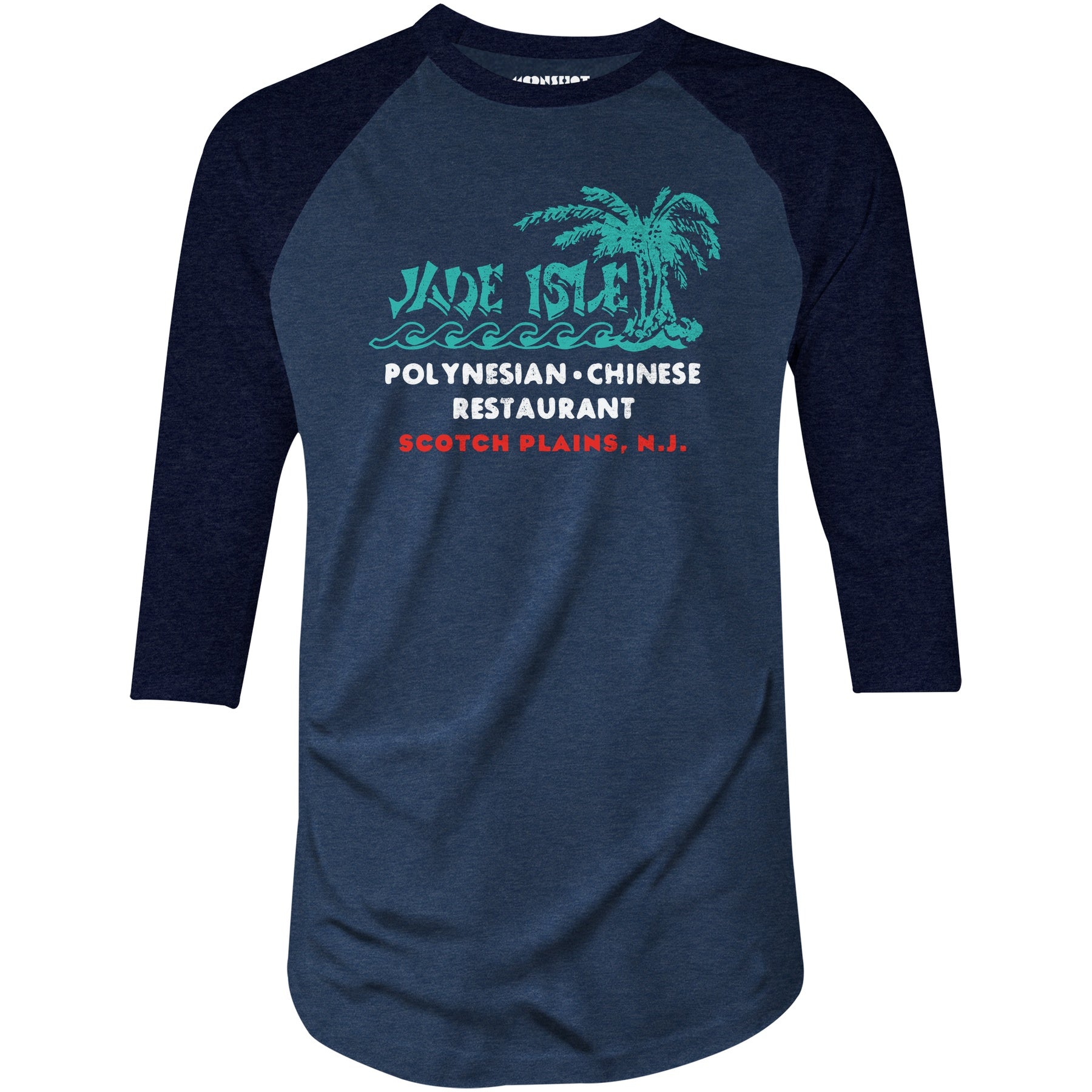 Jade Isle - Scotch Plains, NJ - Vintage Tiki Bar - 3/4 Sleeve Raglan T-Shirt