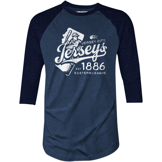 Jersey City Jerseys - New Jersey - Vintage Defunct Baseball Teams - 3/4 Sleeve Raglan T-Shirt