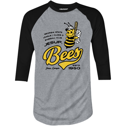 Jesup Bees - Georgia - Vintage Defunct Baseball Teams - 3/4 Sleeve Raglan T-Shirt