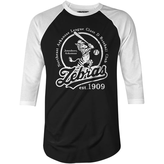 Jonesboro Zebras - Arkansas - Vintage Defunct Baseball Teams - 3/4 Sleeve Raglan T-Shirt